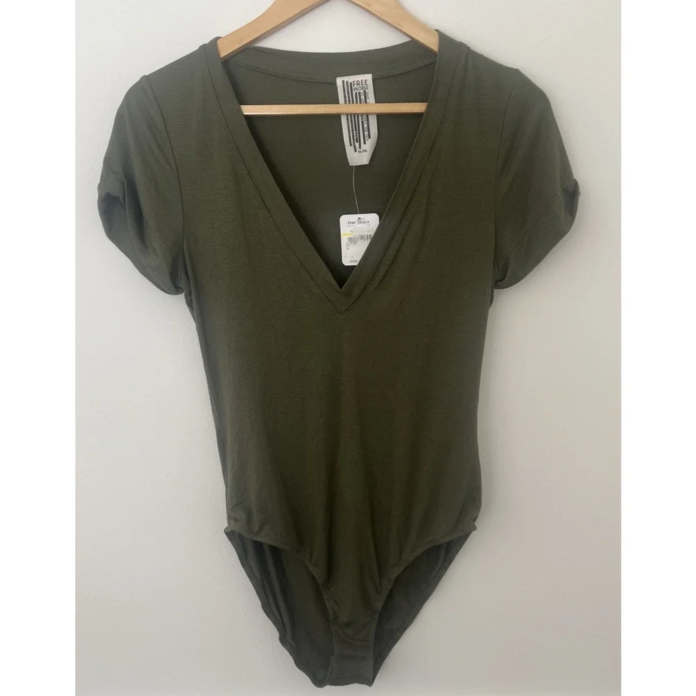 Nwt Intimately Free People T-shirt‎ Body Suit Medium Olive Green
